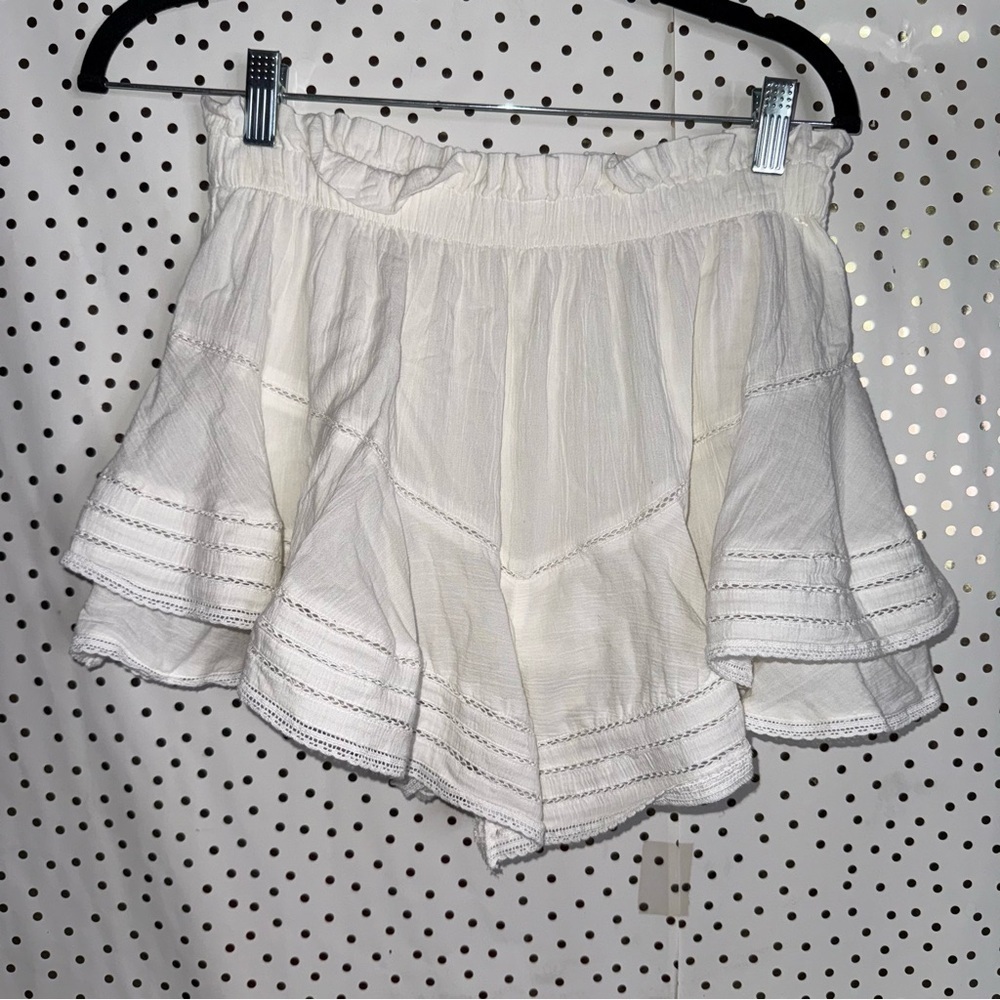 Aerie Cream Ruffled Skirt